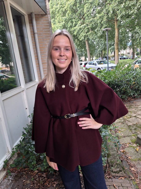 PONCHO MET RIEMPJE - BORDEAUX