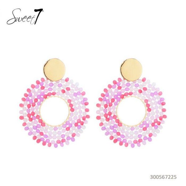 OORBELLEN ROND MET KRALEN - ROZE