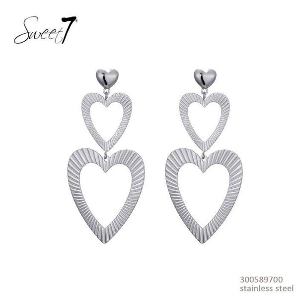 OORBELLEN HART MET STRUCTUUR - ZILVER