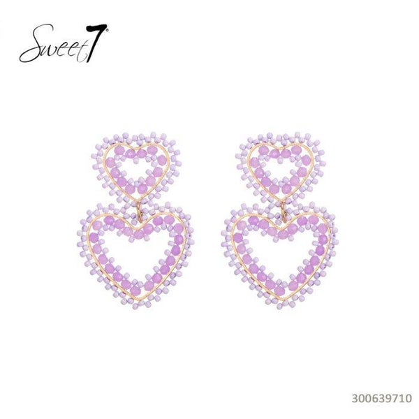 OORBELLEN BOHO HEARTS - LILA