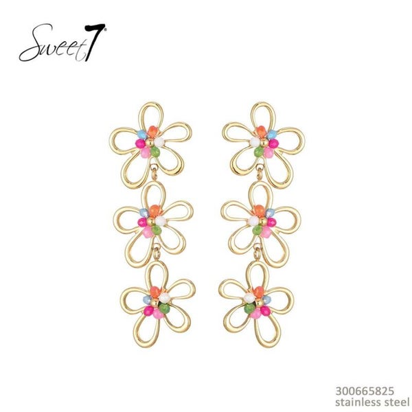 OORBELLEN COLOURED FLOWERS - GOUD/MULTI