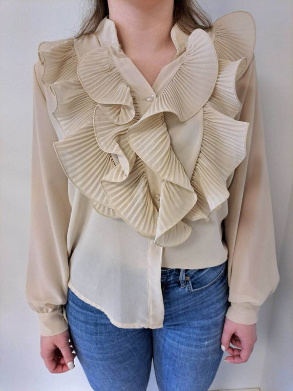 BLOUSE RUCHES - BEIGE