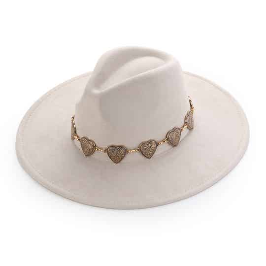 HOED MET HARTJES - ECRU