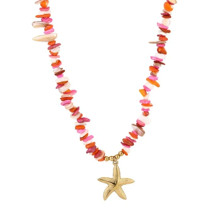 KETTING JE19031 - ROZE/ORANJE/GOUD