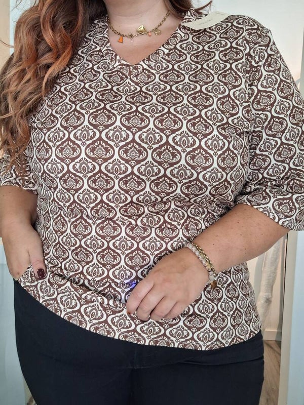 TRAVELSTOF TOP MET PRINT - BRUIN