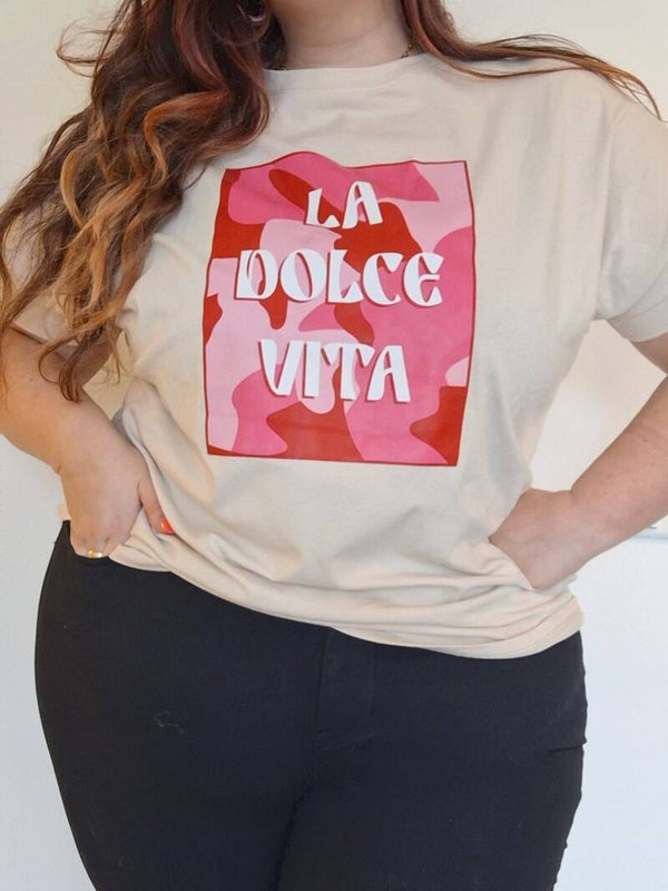 T-SHIRT LA DOLCE VITA - BEIGE
