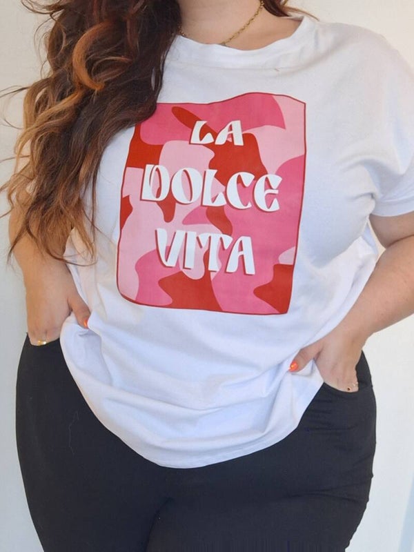 T-SHIRT LA DOLCE VITA - WIT