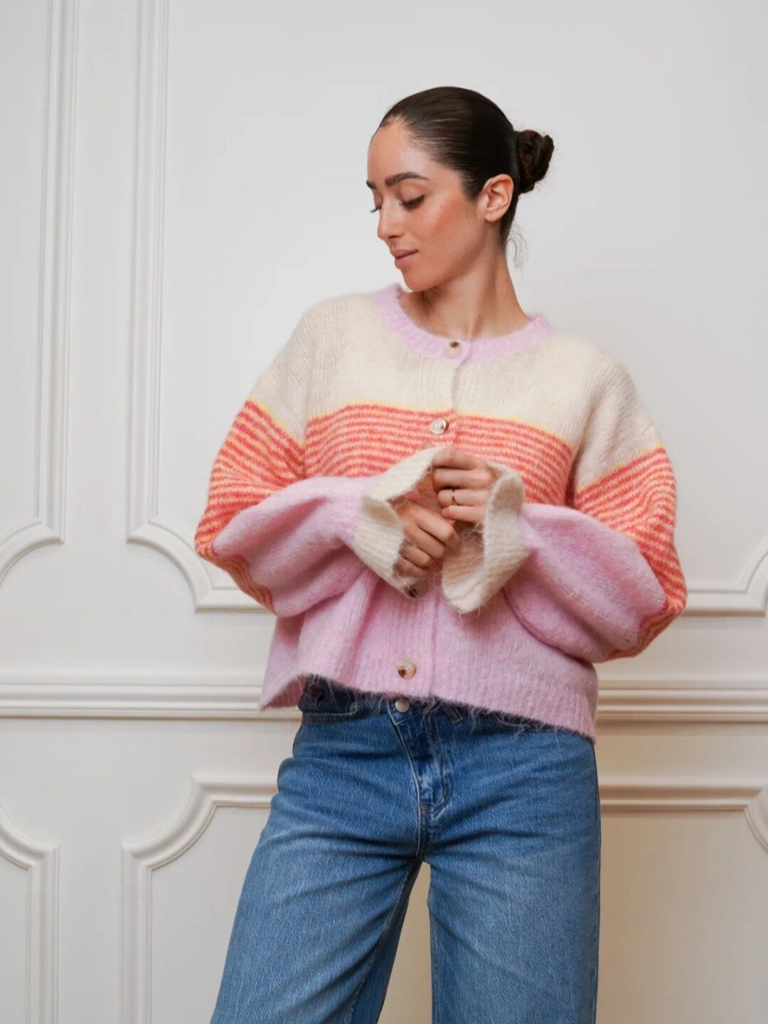 VESTJE ANNIKA - LICHTROZE/ORANJE