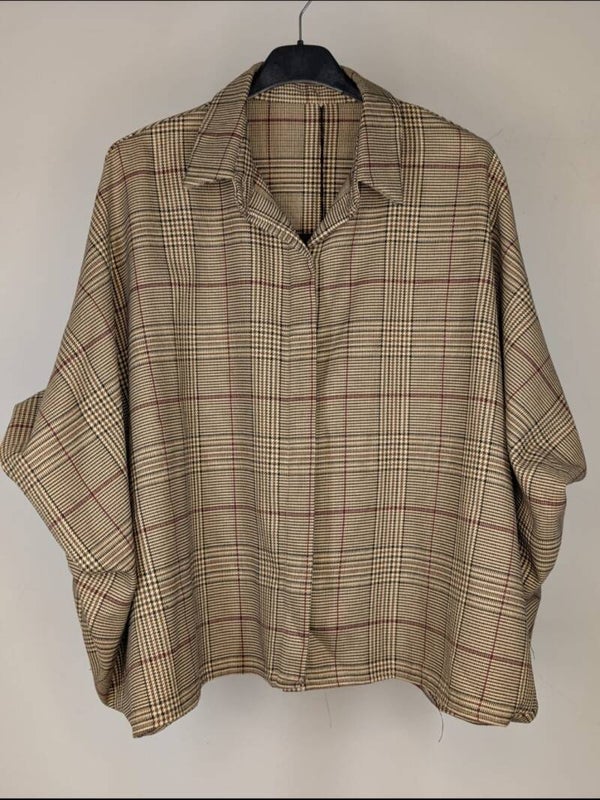 RUITJES BLOUSE MET BALLONMOUWEN - BEIGE