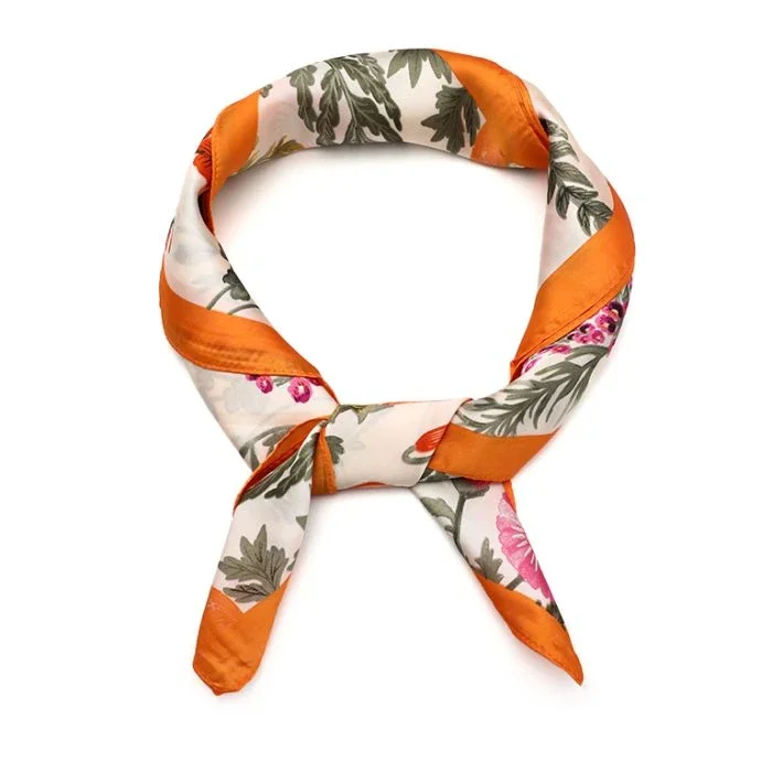 SATIJNLOOK SJAALTJE - ORANJE BLOEMEN
