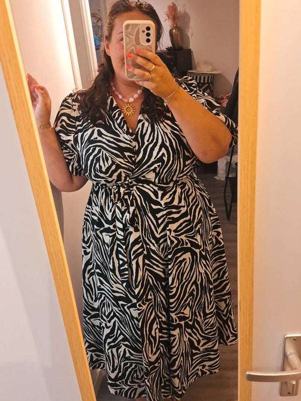 ZEBRAPRINT WIKKELJURK - ZWART/WIT