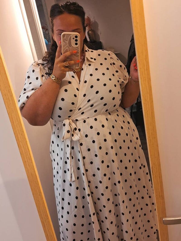 POLKADOT WIKKELJURK - ECRU/BRUIN