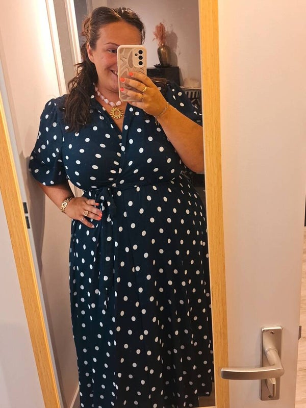 POLKADOT WIKKELJURK - DONKERBLAUW/WIT