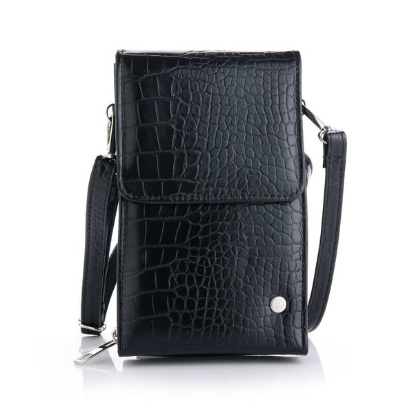 PORTEMONNEE CROCO MET HENGSEL - ZWART