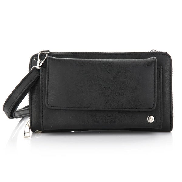 METALLIC PORTEMONNEE MET HENGSEL - ZWART