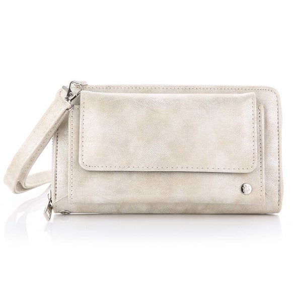 METALLIC PORTEMONNEE MET HENGSEL - ZILVER