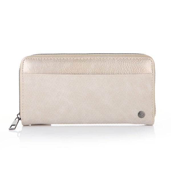 PORTEMONNEE MET METALLIC MOTIEF - BEIGE