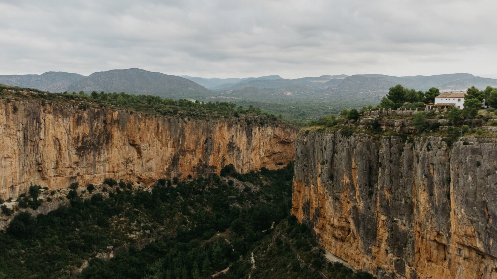 Gorge with orange rocks