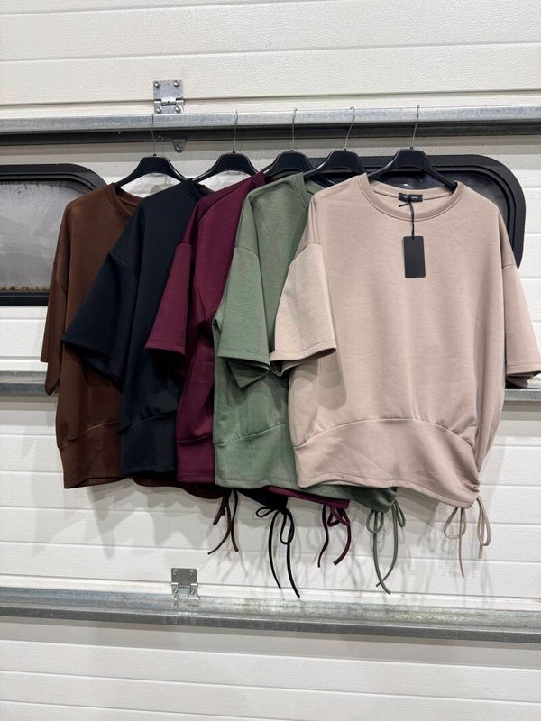 Travelstof shirt met veter (prijs,voorraad)