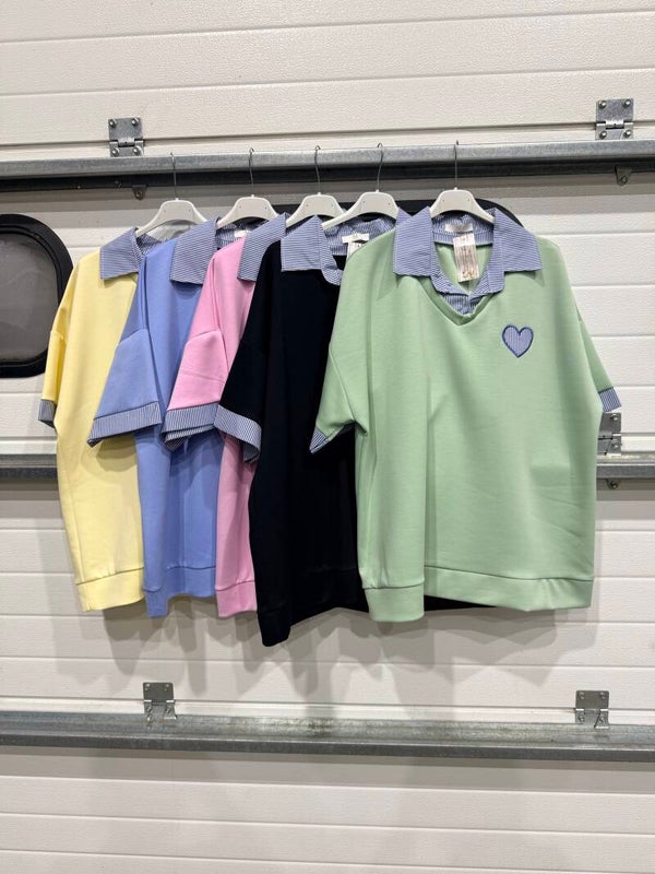 Travelstof shirt kraag en hartje (prijs, voorraad)