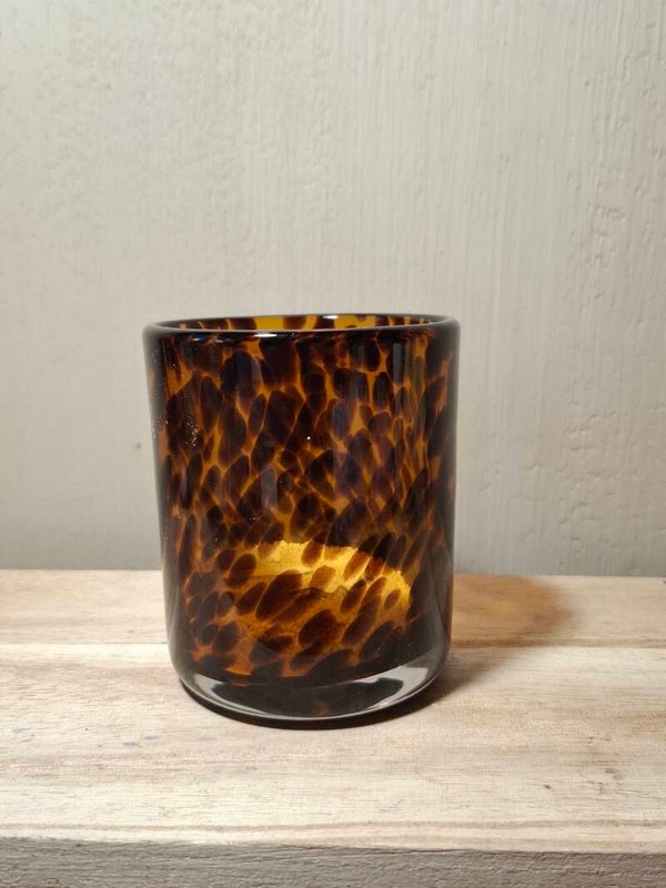 Glazen Kaarsenpot luipaart / Windlicht – Geschikt voor Kaars, Kaarsenzand of Geurkaars