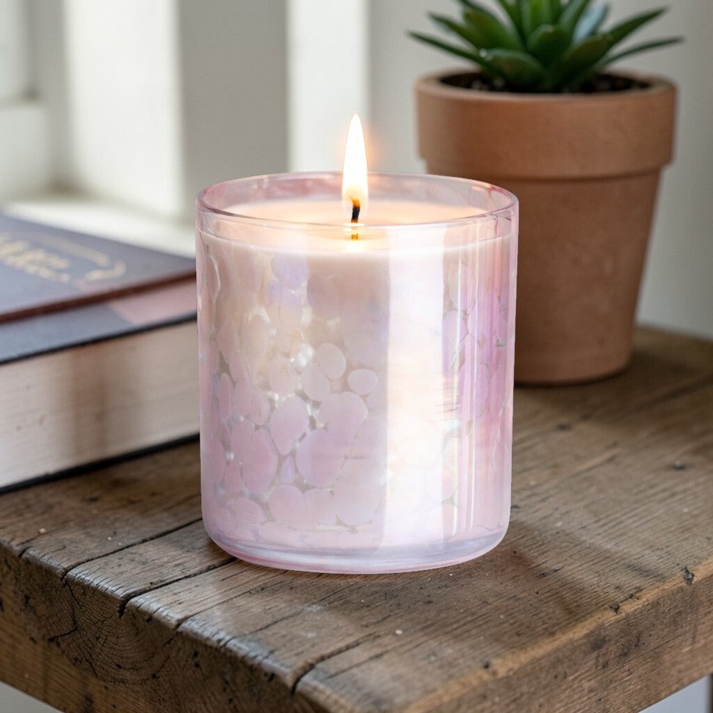 Geurkaars in glamour roos glas (200ml)