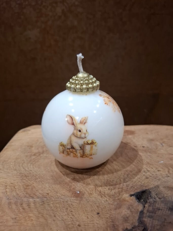 Kerstbal kaars konijn