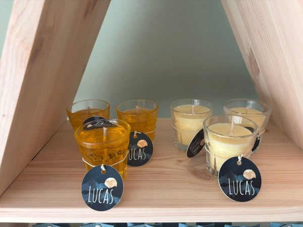 Geurkaarsjes Appeljenever & Vanille Jenever – Geboortebedankje op maat