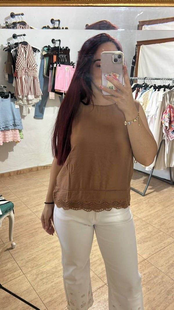 Camiseta lino croché