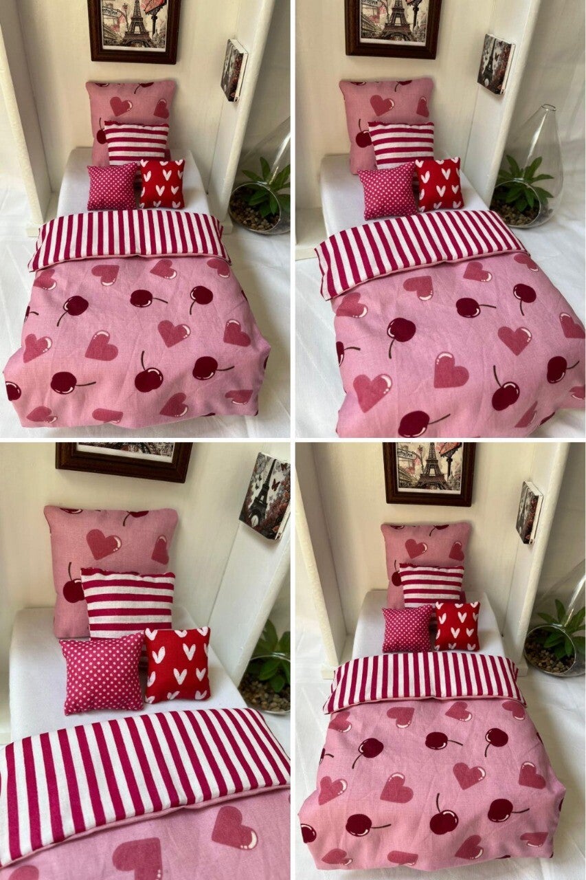 7x Teilige Puppen Bettwäsche 1:6 Puppen BW Bettwäsche