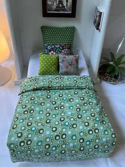 Puppen Bettwäsche 7x Teilige Set für Puppen 1:6