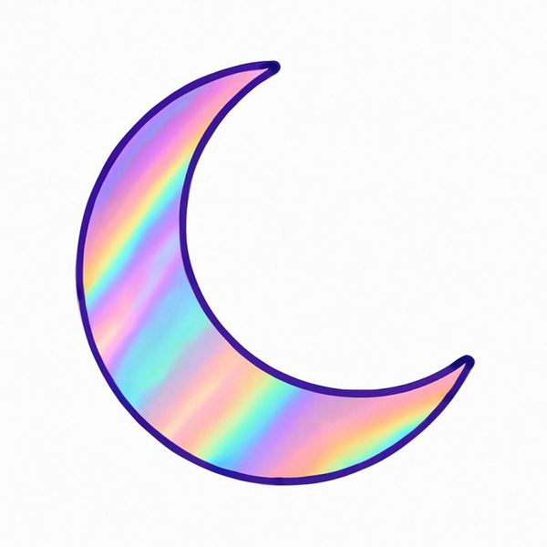 Holographic Moon Sticker – Pastel Regenboog Vinyl Sticker