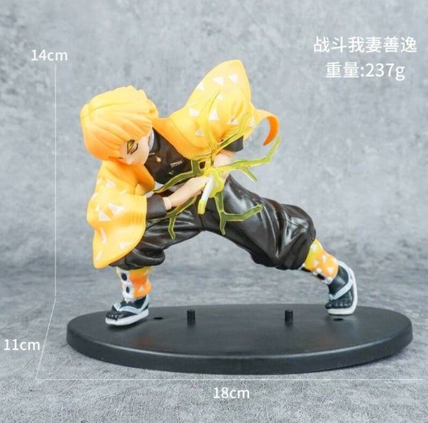 Demon Slayer Anime Figure with Large Sword: Kyojuro Rengoku, Tanjiro Kamado, Nezuko Kamado, and Giyu Tomioka Model Display Set.