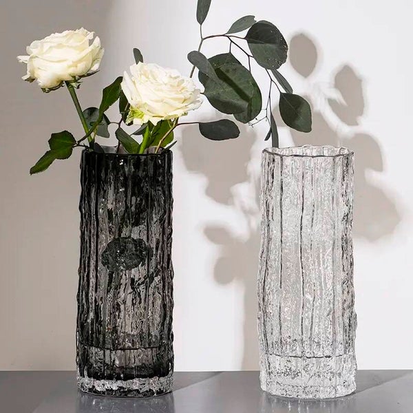 Vase Glacier Vase Glass Transparent Flower Arrangement Rose Flower Living Room Dining Table Decoration Bottle