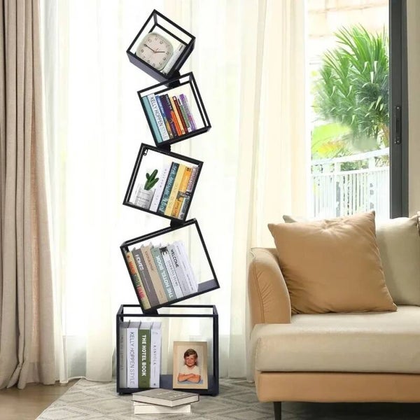 5-Tier Bookshelf, Modern Book Shelf, Storage Shelves for CDs/Books/Home Decor, Display Shelf