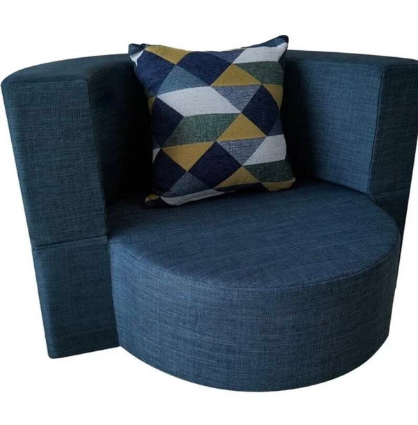 36" W Folding Round Chair With Pillow Memory Foam Lazy Sofa Futon Couch for Small Living Room Convertible Chair Floor Couch