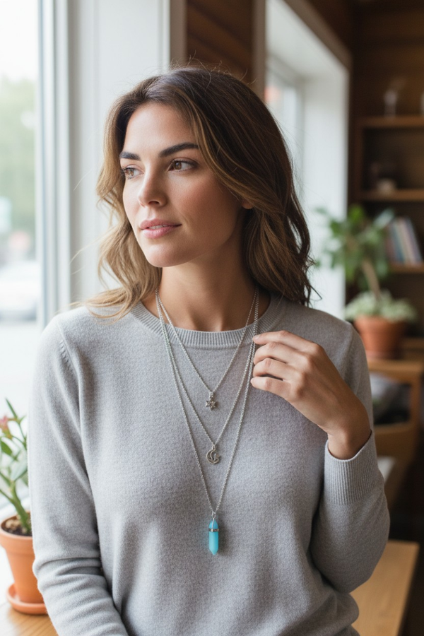 Triple Chain pendant Necklace