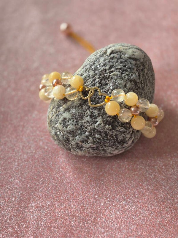 bracelet double en citrine et calcite, Intuition, positivité