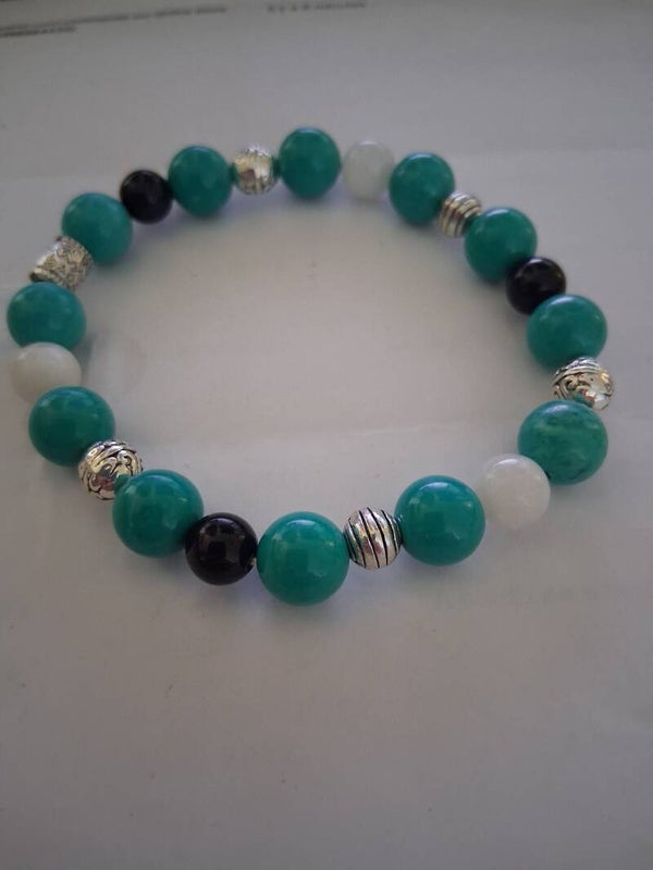 Bracelet Turquoise pierre de Lune Obsidienne  Protection, positivité