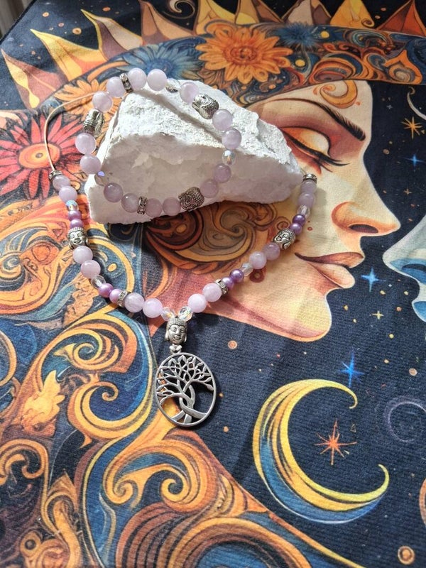 Kunzite, perle en verre et zarowski, digestion et émotions