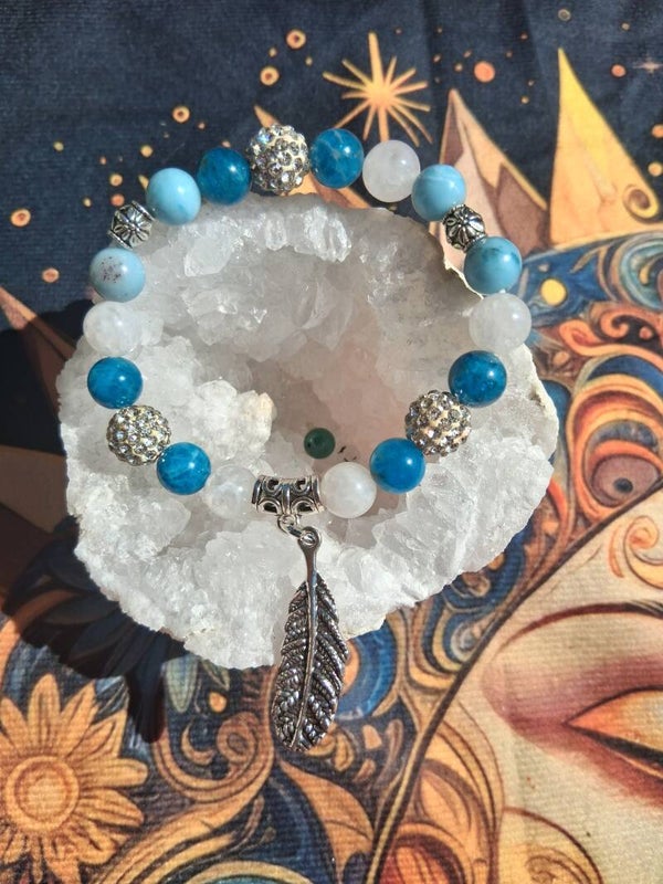 Pierre de lune, Larimar, Apatite, strass charm's, perte de poids, douleurs,articulations