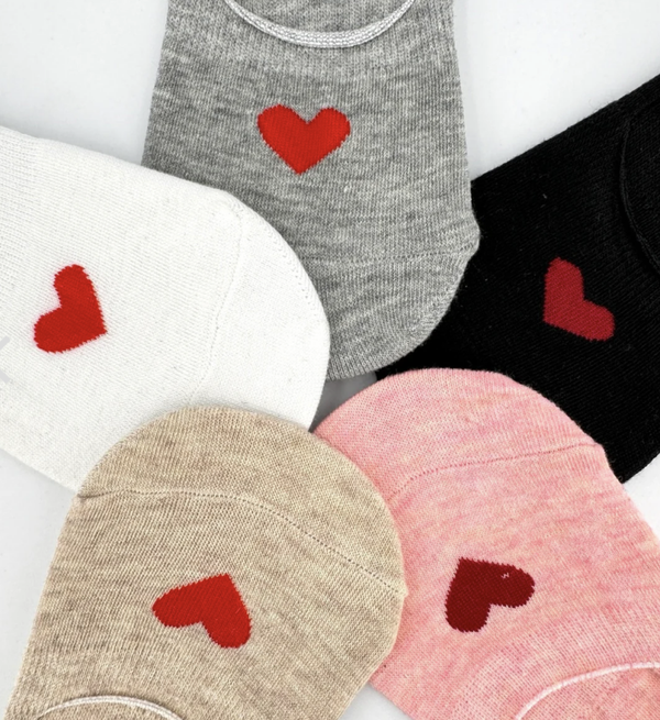 Lot de 5 paires sockettes COEUR ROUGE - JULIE