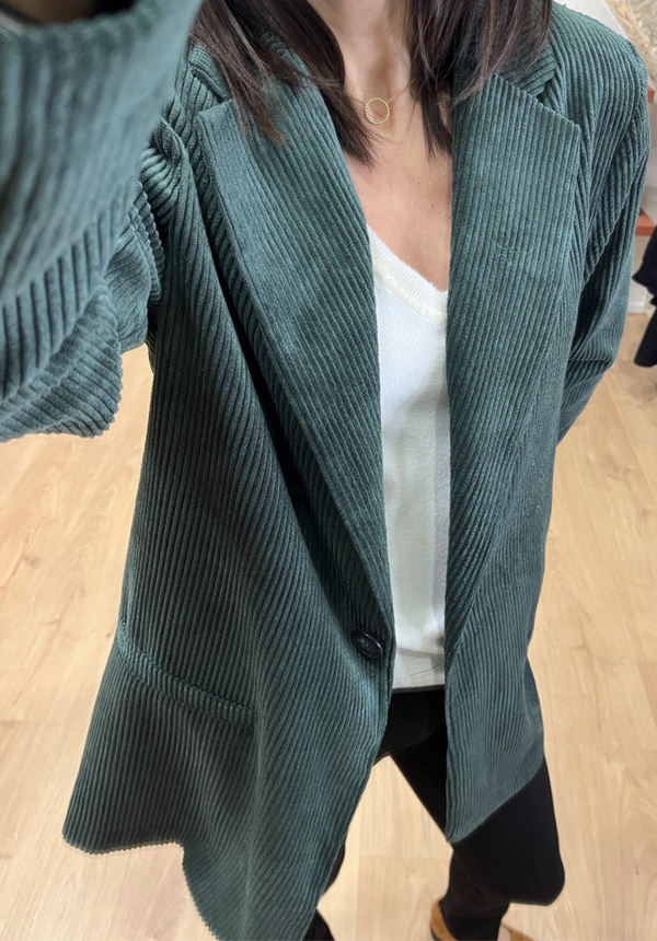 Veste blazer en velours vert GINETTE