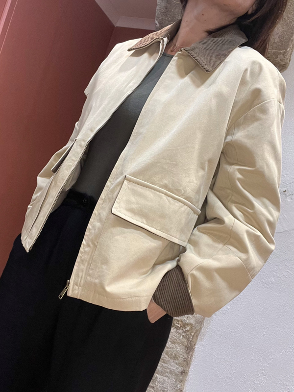 Veste bi-matière ANGELA beige