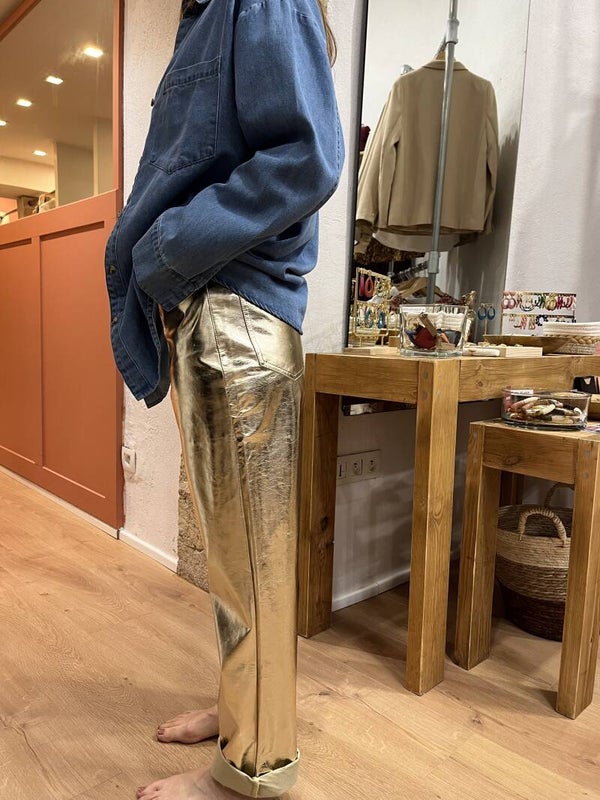 Pantalon similicuir JUSTIN doré
