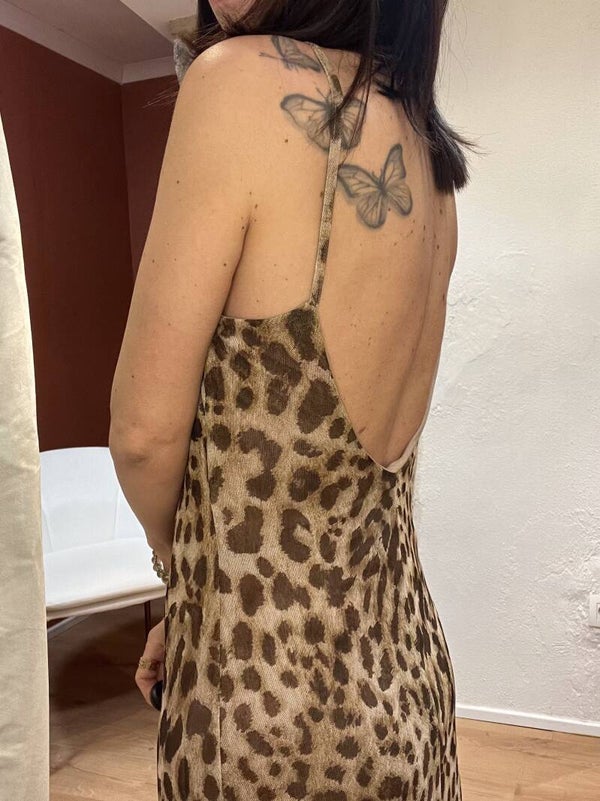 Robe longue léopard dos nu AUDRA