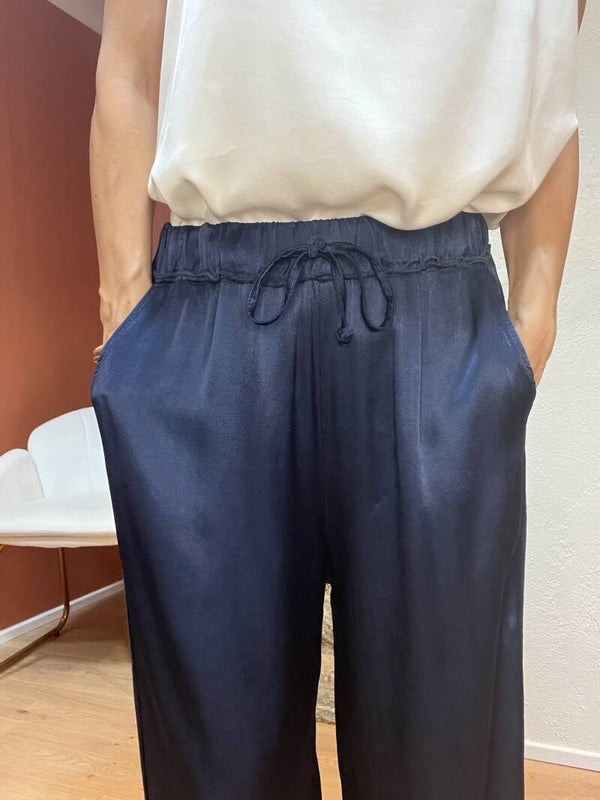 Pantalon satiné fluide JULES marine