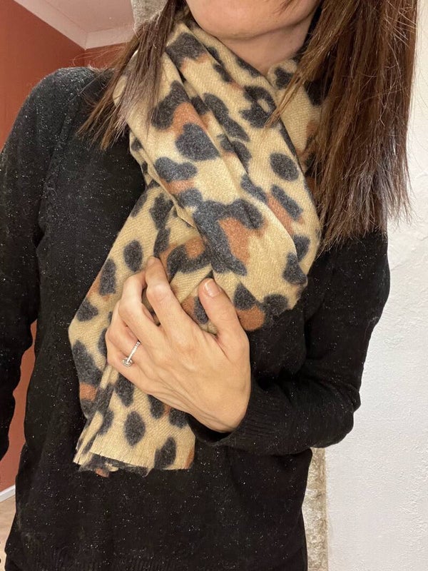 Écharpe AIMÉE léopard camel