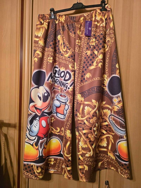 Statement Palazzo-Hose / Culotte mit Cartoon-Print in Größe 54-56