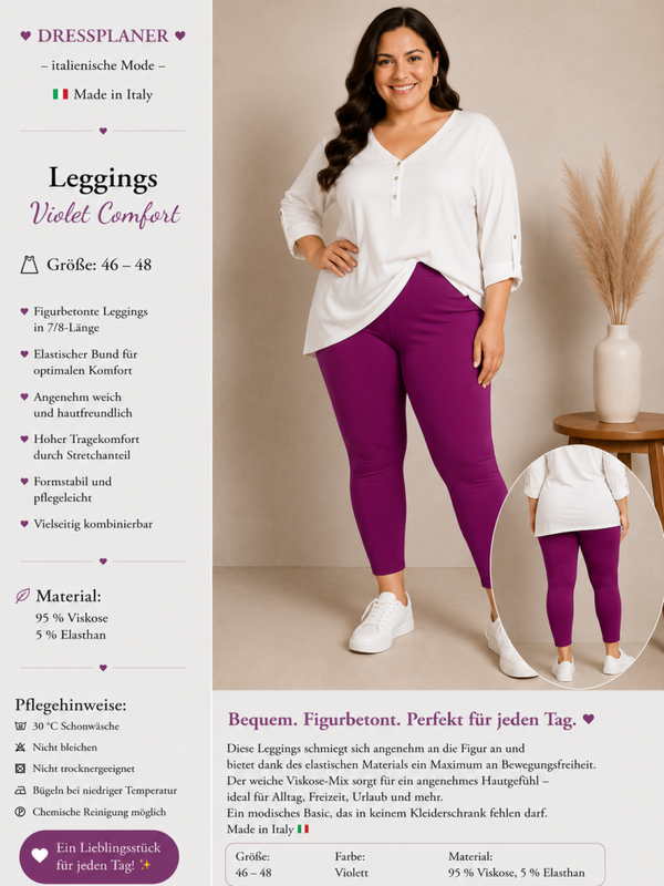 Leggings „Violet Comfort“ in Größe 46-48